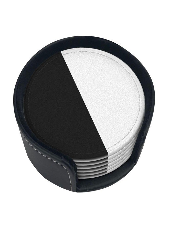 ASYG 6 pcs Pure Split Black and White Coasters for Drinks,Black White Coasters for Coffee Table, Kitchen Table Decor - Image 2